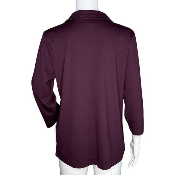 Chicos Shirt Womens Medium 1 Deep Purple Slinky Career Casual Office Work Travel - Picture 4 of 7